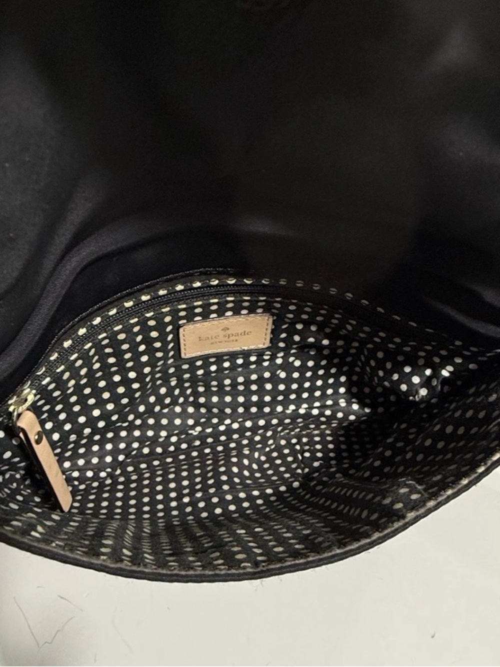 Kate Spade Classic Black Folding Crossbody Bag with Beige Strap - Picture 3 of 13